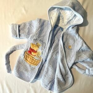 Disney Winnie The Pooh Bear Rub A Dub Terry Cloth Hooded Bat Robe One Size